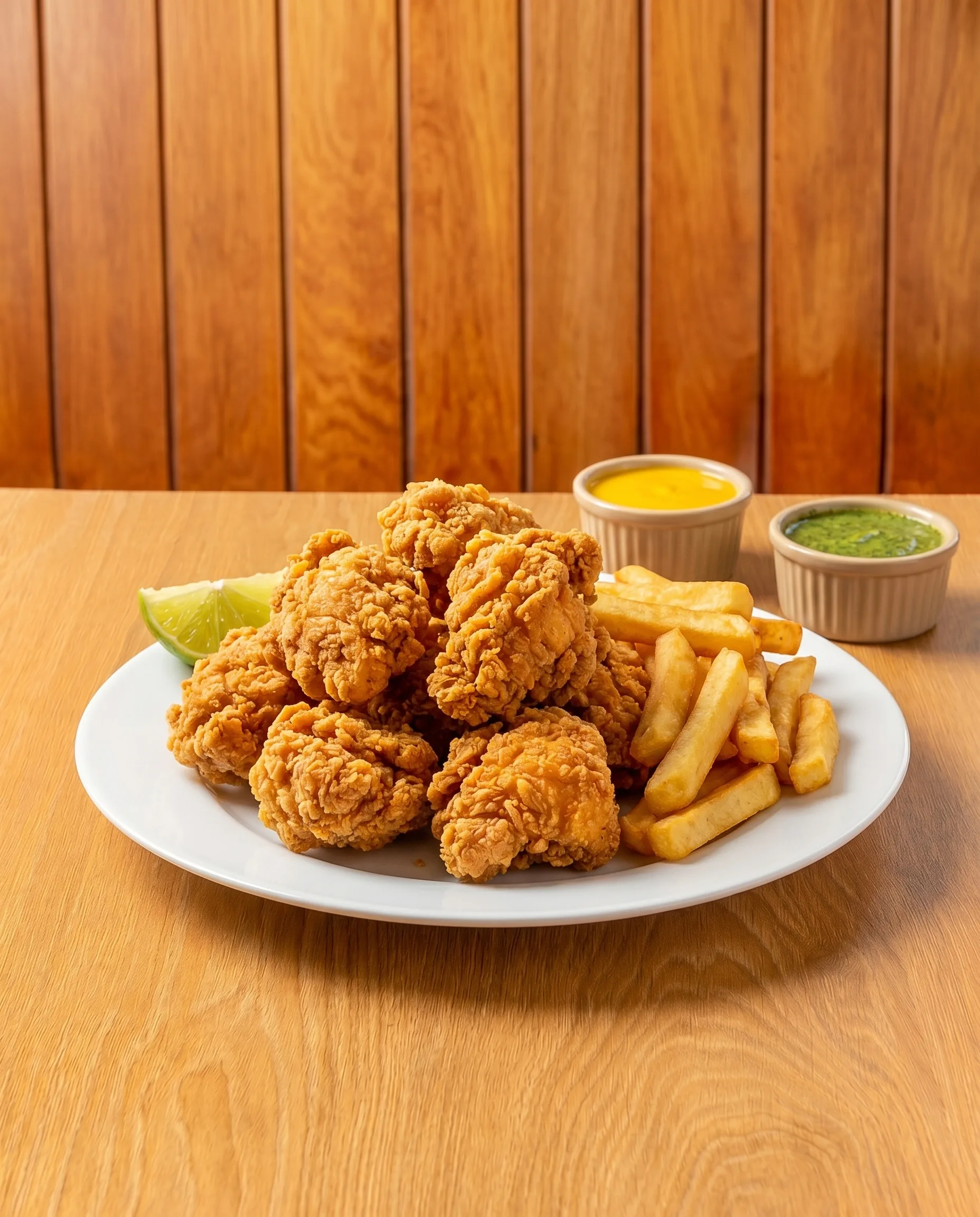 Chicharrón de Pollo con Papas Fritas